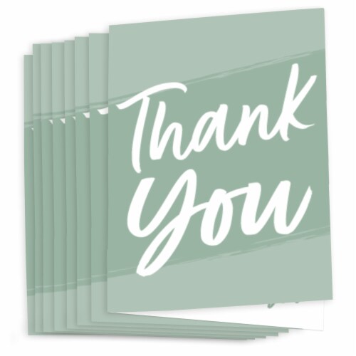 Big Dot of Happiness Sage Green Elegantly Simple - Guest Party Favors Thank You Cards 8 Ct Perspective: back
