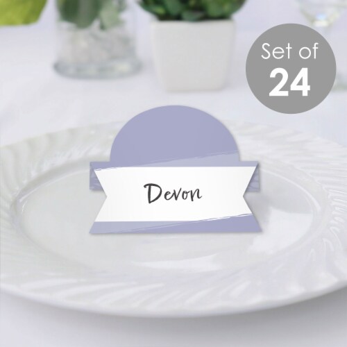 Big Dot of Happiness Purple Elegantly Simple - Party Table Setting Name Place Cards - 24 Ct Perspective: back