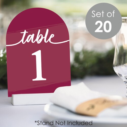 Big Dot of Happiness Burgundy Elegantly Simple Double-Sided 5 x 7 In Cards Table Numbers 1-20 Perspective: back