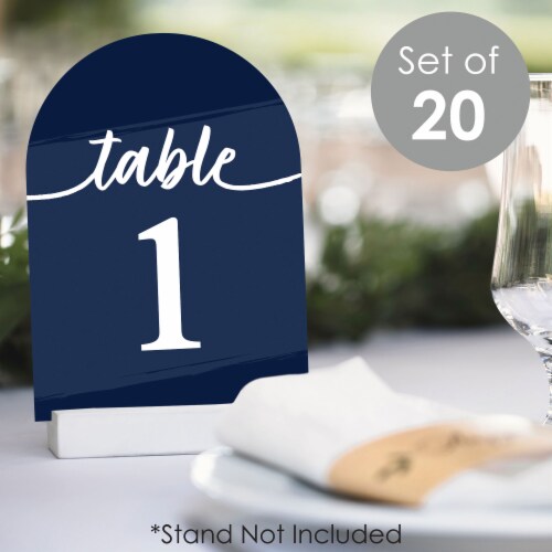 Big Dot of Happiness Navy Blue Elegantly Simple Double-Sided 5 x 7  Cards Table Numbers 1-20 Perspective: back