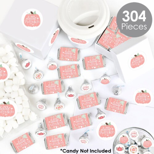 Big Dot of Happiness Girl Little Pumpkin Birthday Baby Shower Candy Favor Sticker Kit 304 Pc Perspective: back