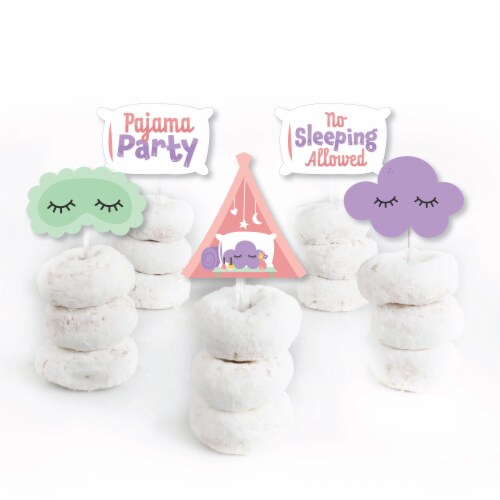Big Dot of Happiness Pajama Slumber Party Toppers Girls Birthday Clear Treat Picks 24 Ct Perspective: back