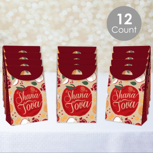 Big Dot of Happiness Rosh Hashanah - Jewish New Year Gift Favor Box - Party Goodie Bags 12 Ct Perspective: back