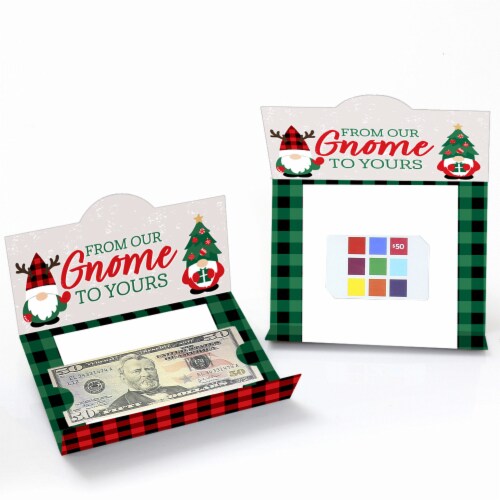 Big Dot of Happiness Red and Green Holiday Gnomes Christmas Money & Gift Card Holders 8 Ct Perspective: back
