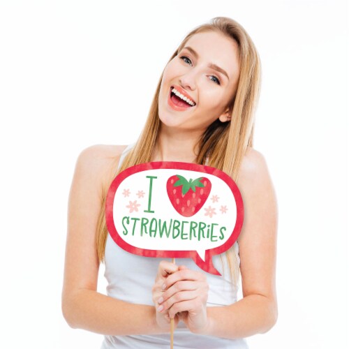 Big Dot of Happiness Funny Berry Sweet Strawberry Birthday Party Photo Booth Props 10 Pc Perspective: back