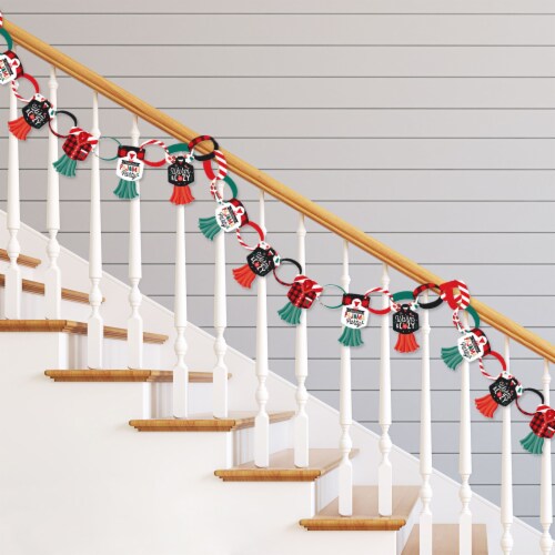 Big Dot of Happiness Christmas Pajamas Decoration Kit Holiday Party Paper Chains Garland 21' Perspective: back