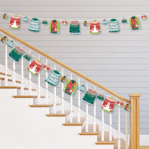 Big Dot of Happiness Colorful Christmas Sweaters Holiday Clothespin Garland Banner 44 Pc Perspective: back