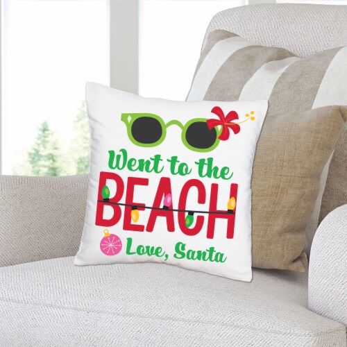 Big Dot of Happiness Tropical Christmas Santa Holiday Decorative Throw Pillow Cover 16  x 16 Perspective: back