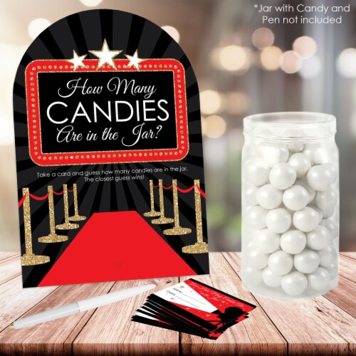 Big Dot of Happiness Red Carpet Hollywood Movie Night Party Game Candy Guessing Game Perspective: back