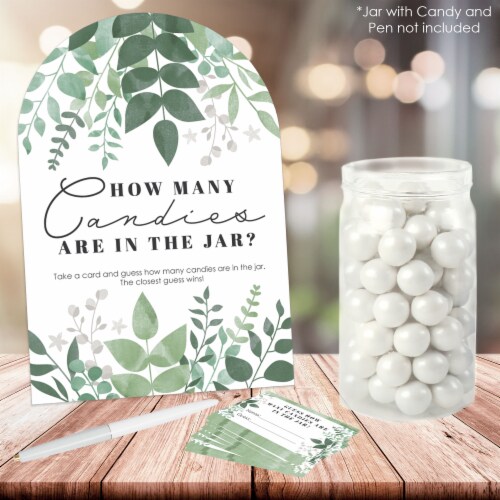 Big Dot of Happiness Boho Botanical Greenery Party 1 Stand & 40 Cards Candy Guessing Game Perspective: back