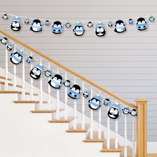 Big Dot of Happiness Winter Penguins Holiday & Christmas Clothespin Garland Banner 44 Pc Perspective: back