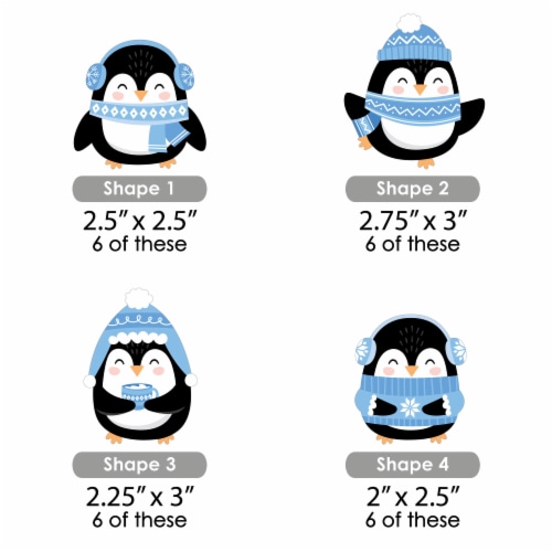 Big Dot of Happiness Winter Penguins DIY Shaped Holiday & Christmas Party Cut-Outs - 24 Count Perspective: back
