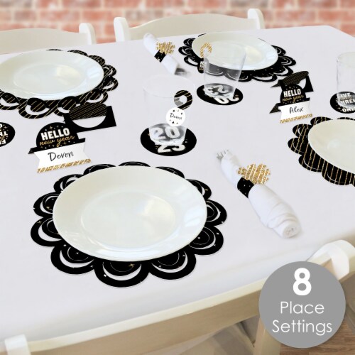 Big Dot of Happiness Hello New Year 2023 Party Charger & Table Decor Chargerific Kit for 8 Perspective: back