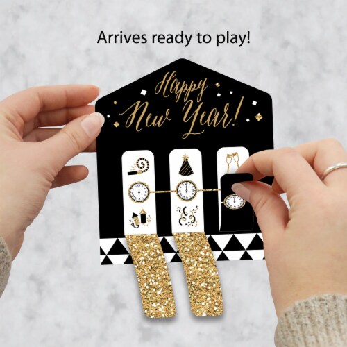 Big Dot of Happiness New Year’s Eve Gold Party Game Pickle Cards Pull Tabs 3-in-a-Row 12 Ct Perspective: back