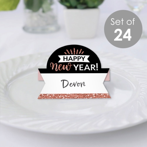 Big Dot of Happiness Rose Gold Happy New Year NYE Party Table Setting Name Place Cards 24 Ct Perspective: back