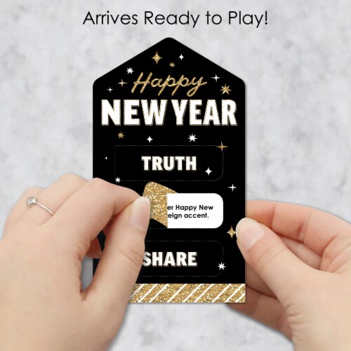 Big Dot of Happiness Hello New Year NYE Party Game Cards Truth, Dare, Share Pull Tabs 12 Ct Perspective: back