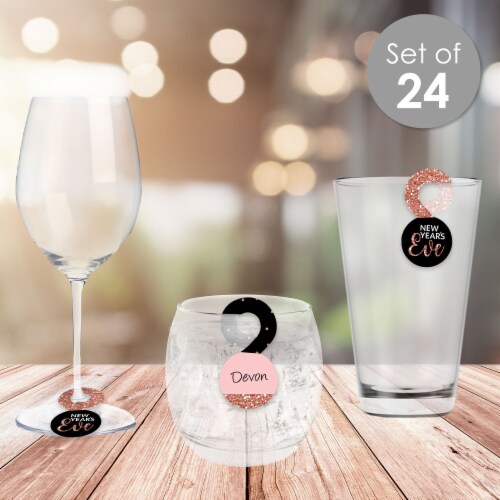 Big Dot of Happiness Rose Gold Happy New Year NYE Party Beverage Drink Tags 24 Ct Perspective: back