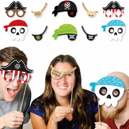 Big Dot of Happiness Pirate Ship Adventures Skull Birthday Party Photo Booth Props Kit 10 Ct Perspective: back