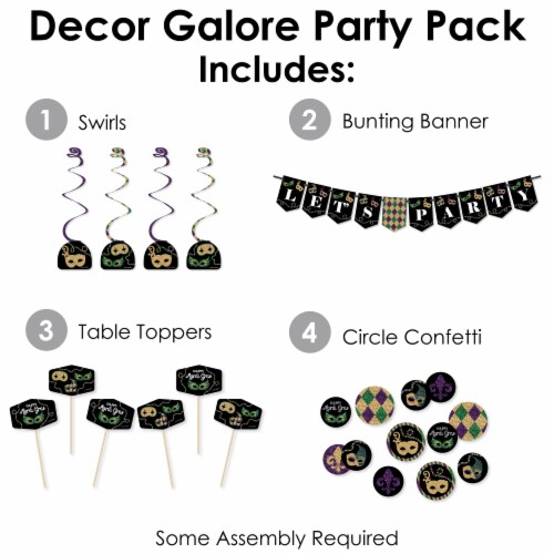 Big Dot of Happiness Mardi Gras Masquerade Party Supplies Kit Decor Galore Party Pack 51 Pc Perspective: back