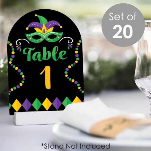 Big Dot of Happiness Colorful Mardi Gras Mask Masquerade Party 5 x 7  Table Numbers 1-20 Perspective: back