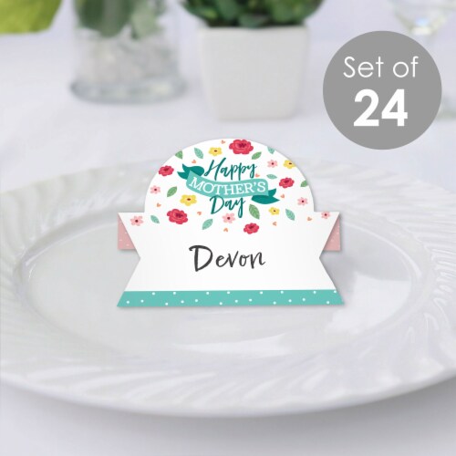 Big Dot of Happiness Colorful Floral Happy Mother's Day We Love Mom Party Place Cards 24 Ct Perspective: back