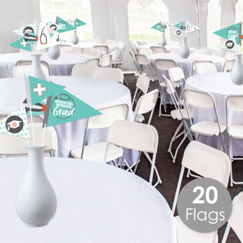 Big Dot of Happiness Medical School Grad Triangle Doctor Pennant Flag Centerpieces 20 Pc Perspective: back
