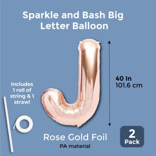 Sparkle and Bash Big Letter J Balloons Rose Gold Foil 2 Pack 40