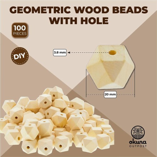 Geometric Wood Beads for Jewelry Making and DIY Crafts (20mm, 100 Pack) Perspective: back