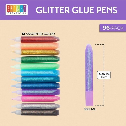 Glitter Glue Pens for Art and Crafts, 12 Rainbow Colors (0.35 oz, 96 Pack) Perspective: back