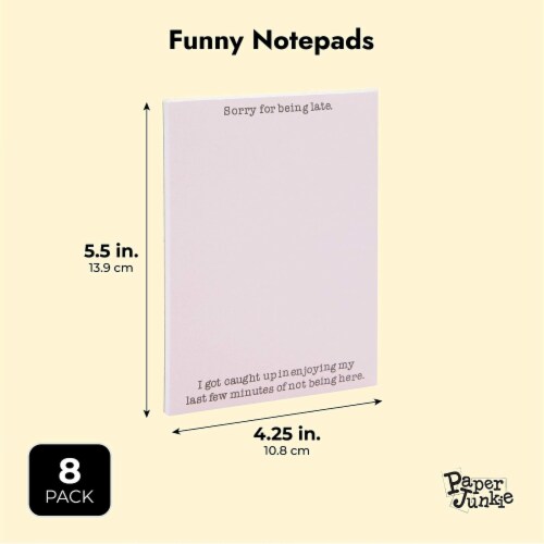 4.25 x 5.5 In, 8 Pack Funny Notepads for Women Pastel Notebook 