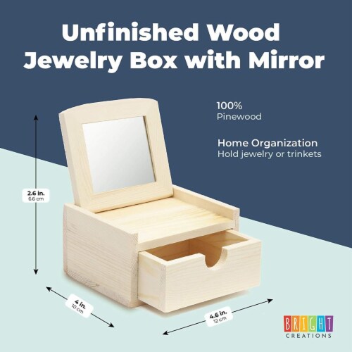 Unfinished wood jewelry shop box