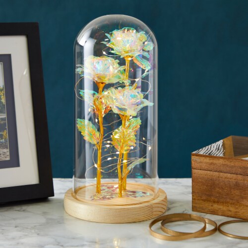 Enchanted Galaxy White Forever Rose in Glass Dome with LED Lights 5.7 x 10.8 PACK Harris Teeter