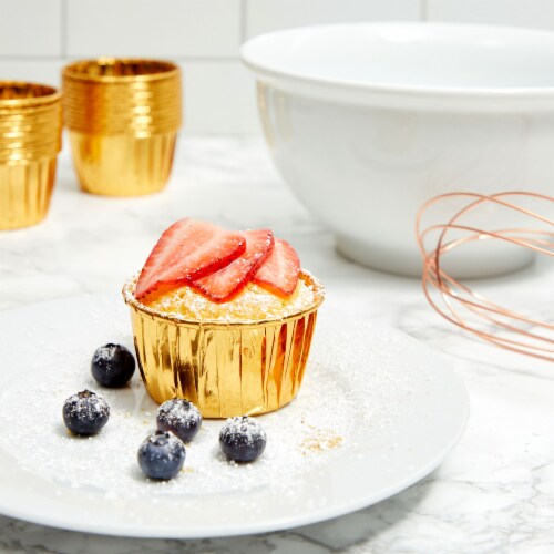 Gold Foil Cupcake Liners, Muffin Baking Cups (1.96 x 1.8 In, 60