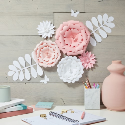 3D Paper Flowers Wall Decor, Pink and White Party Decorations (2 Sizes, 9  Pieces), PACK - Kroger