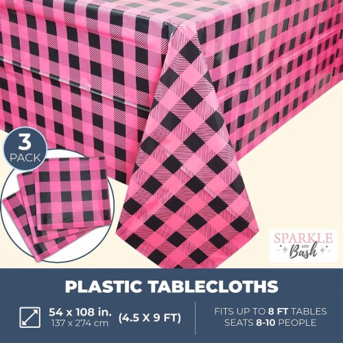 Sparkle And Bash Buffalo Plaid Table Covers For Girl Baby Shower 54 X 108 In 3 Pack Pack King Soopers