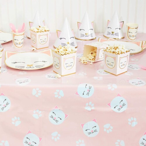 Pink Cat Plastic Table Cover