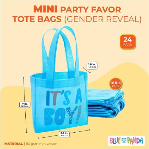 Mini Party Favor Tote Bags for Baby Showers, It's A Boy (Blue, 24 Pack