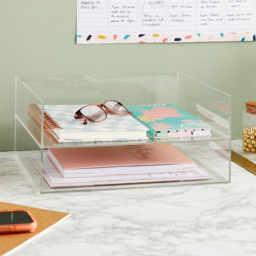 2 Pack Stackable Acrylic Paper Tray, File Organizer for Desk (12.75 x 10.5  x 2.8 In), PACK - Kroger