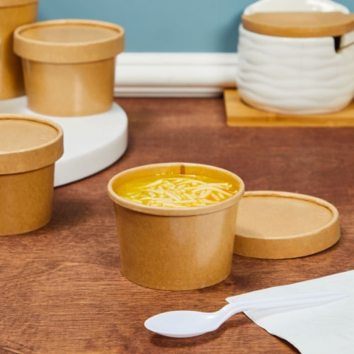 Paper Soup Containers With Lids Disposable Kraft Food Cups - Temu