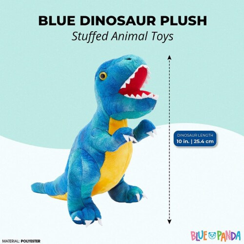 Blue T-Rex Plush Toy for Kids, Dinosaur Stuffed Animal (10 Inches