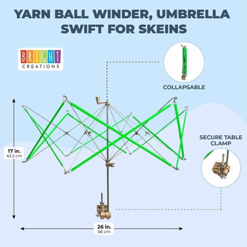 Yarn Ball Winder, Umbrella Swift for Skeins (27 x 17 Inches) Perspective: back