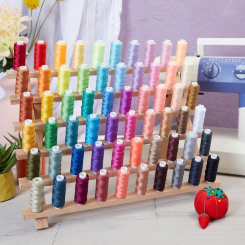 Sewing Thread Holder, 60 Spool Wooden Rack Organizer (15.7 x 12.6 x 4.9  In), PACK - King Soopers