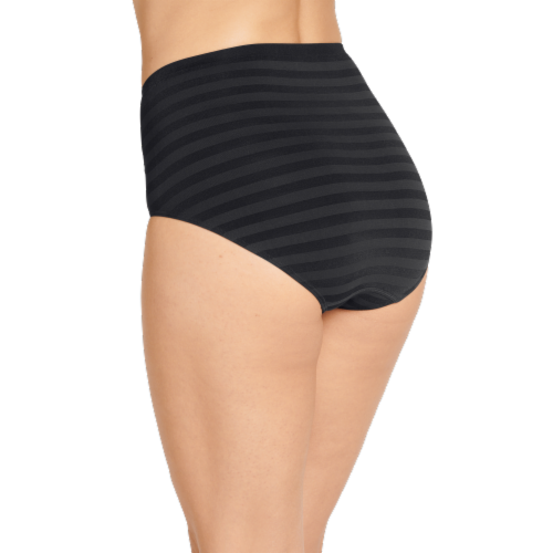Jockey® Matte & Shine Seamfree® Full Rise Brief Women's Underwear - Black Stripes Perspective: back