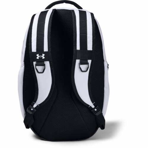 Under Armour Hustle 5.0 Backpack - White/Black Perspective: back