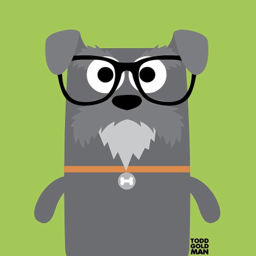 Bow Wow Schnauzer By Todd Art 18 X18 , Print On Canvas, Ready To Hang Perspective: back