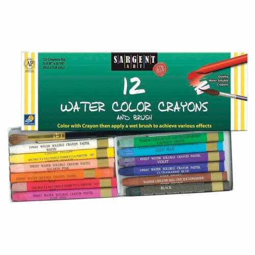 Sargent Art Watercolor Crayons + Brush Assorted Colors 12/Bundle 3 Bundles (SAR221112-3) Perspective: back