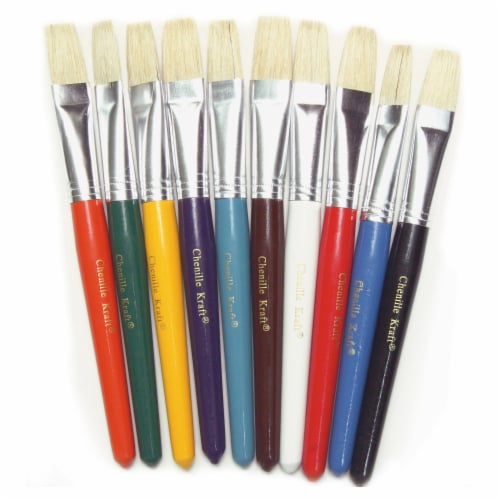 Creativity Street 7.5  Long Flat Stubby Beginner Paint Brushes 10 Per Pack 3 Packs Perspective: back