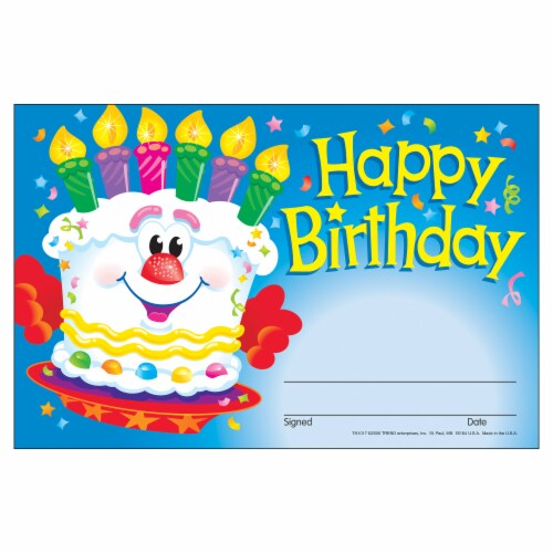 Trend Enterprises TREND Happy Birthday Cake Recognition Awards 5.5  x 8.5  Multicolored 30 Perspective: back