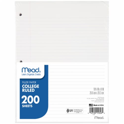 Mead® College Ruled Notebook Filler Paper Perspective: back