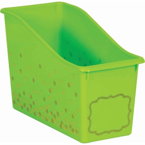 Teacher Created Resources Plastic Book Bin 5.5  x 11.38  x 7.5  Lime Confetti Pack of 3 Perspective: back